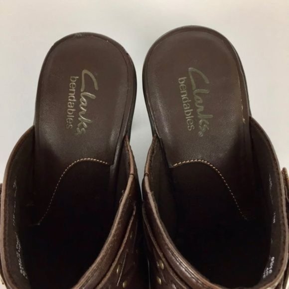 Clarks Womens Mirabelle Brown Leather Heeled Mules Comfort Shoes size 7.5W Wide - Picture 12 of 16